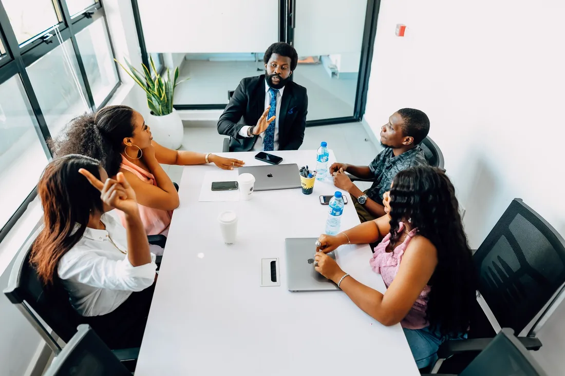 Business women having a strategic meeting at a conference table